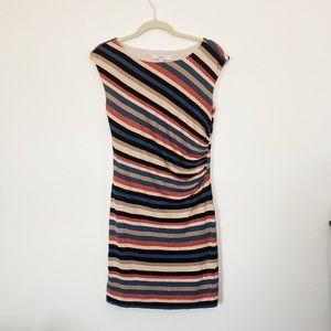 LOFT Striped Midi Dress - Black, Blue, Pink, Cream